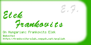 elek frankovits business card